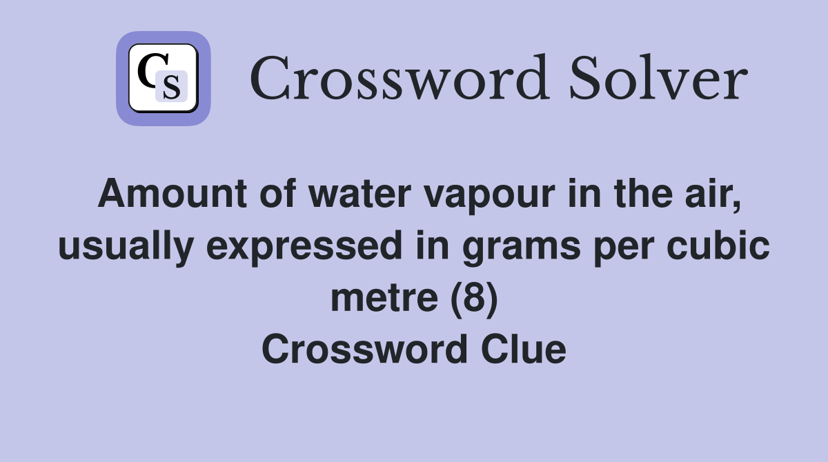 Amount of water vapour in the air, usually expressed in grams per cubic